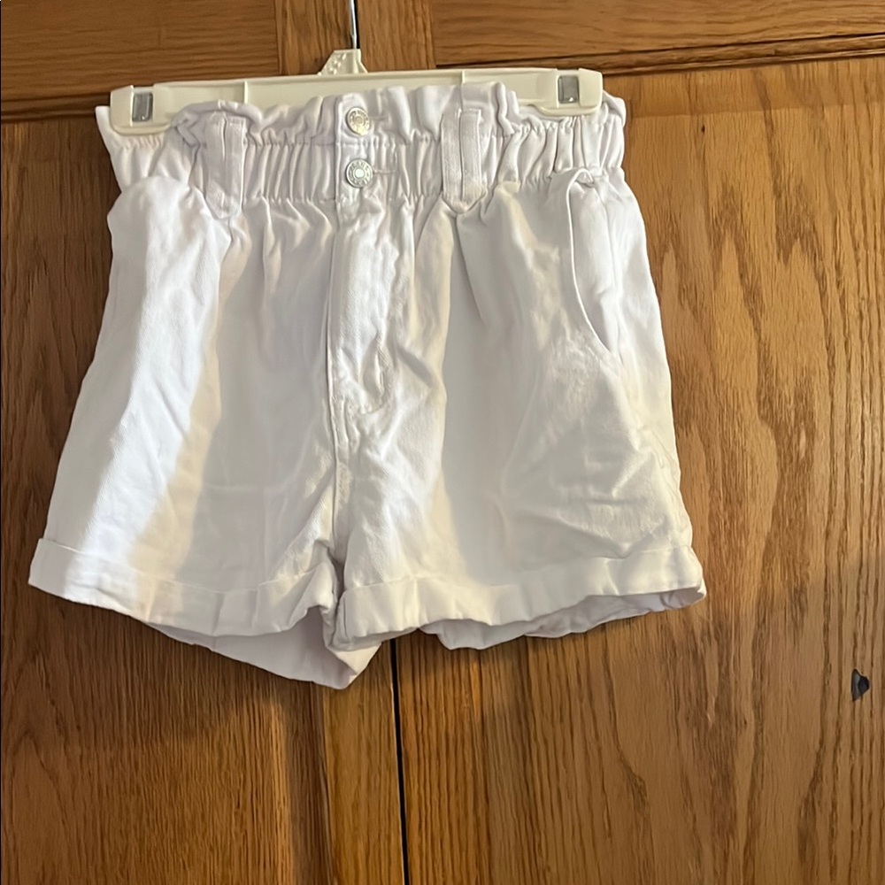 SHEIN White Elastic Waist Jean Shorts